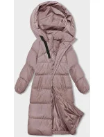 Dlouhá růžová hrubší dámská bunda s kapucí model 21246182 - J.STYLE Dlouhá růžová hrubší dámská bunda s kapucí model 21246182 - J.STYLE