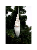 DEKORAČNÍ PŘÍVĚSEK SANTA CLAUS 11CM FLITRY BÍLÝ