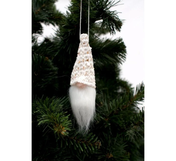 DEKORAČNÍ PŘÍVĚSEK SANTA CLAUS 11CM FLITRY BÍLÝ