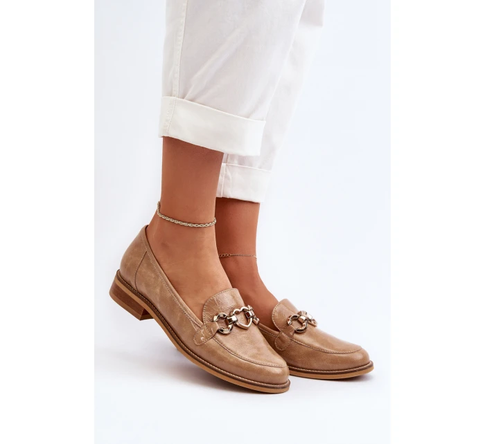 Kožené dámské lakované mokasíny model 21652958 hnědé - Laura Messi
