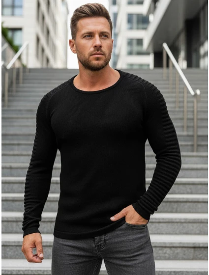 Pánský svetr přes hlavu černý model 21962620 - FashionStreet