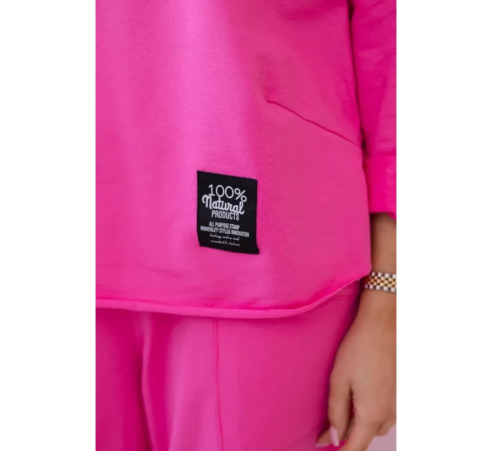 Bavlněná mikina kalhoty set růžový