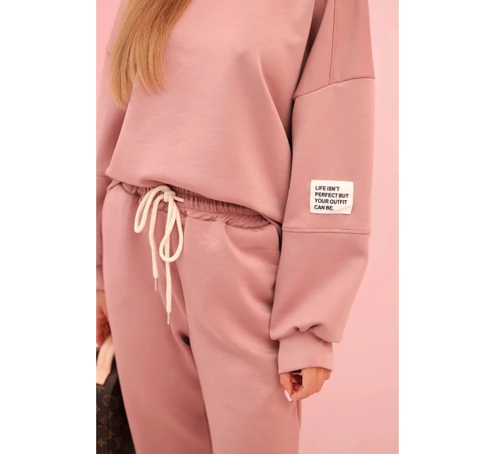 Komplet teplákové + kalhoty máslová látka tmavě růžová Komplet teplákové + kalhoty máslová látka tmavě růžová