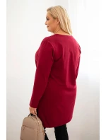 Dámská blůza s delším zadním dílem a potiskem bordová Dámská blůza s delším zadním dílem a potiskem bordová