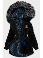 Delší černá dámská zimní bunda s kapucí (M8-757)