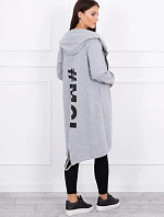 Šedá bunda s potiskem