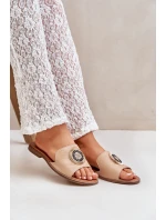 Kožené Pantofle S Dekorací Na Plochém Podpatku Béžové Lewski model 21682238 - Boto Kožené Pantofle S Dekorací Na Plochém Podpatku Béžové Lewski model 21682238 - Boto