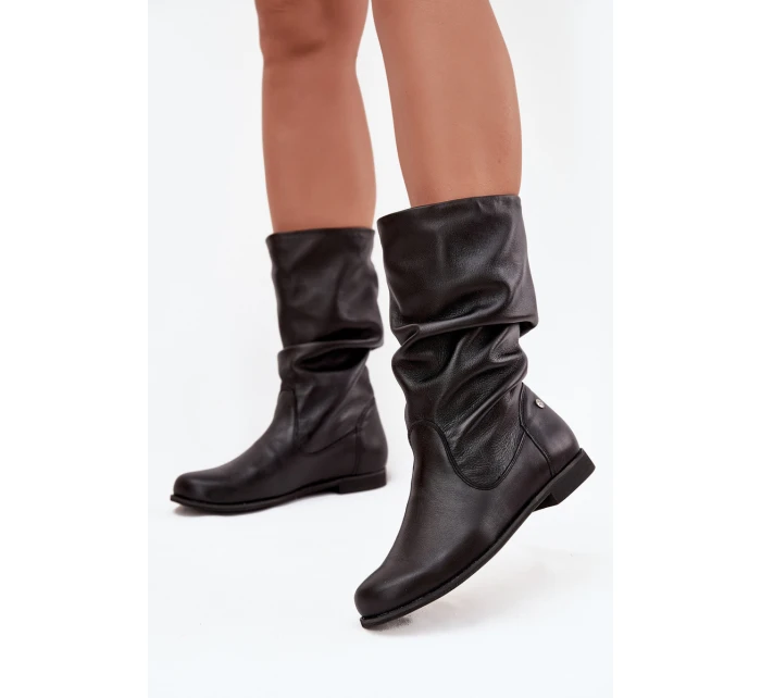 Dámské kožené kozačky model 21725114 černé - Maciejka