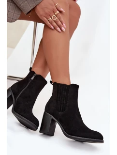 Dámské zateplené botky Brevina – Černé, na sloupkovém podpatku
