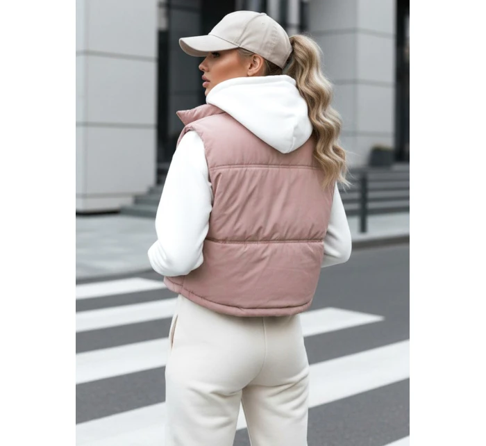 Dámská prošívaná růžová vesta FashionStreet TY5199
