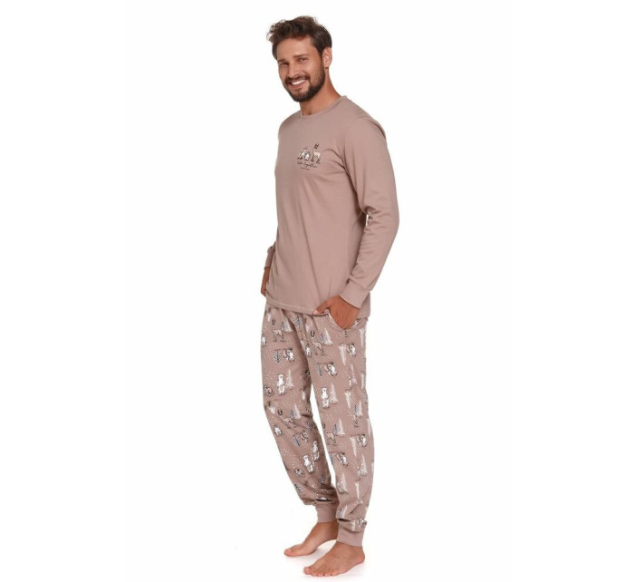 Pánské pyžamo model 19012666 hnědé - DN Nightwear