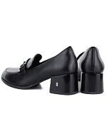 Dámské kožené boty na podpatku black model 22097233 - VINCEZA