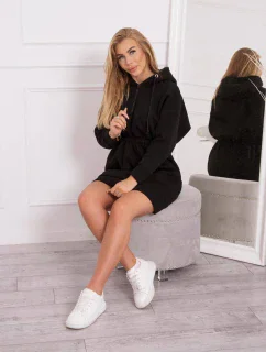 Zateplené šaty s kapucí černé