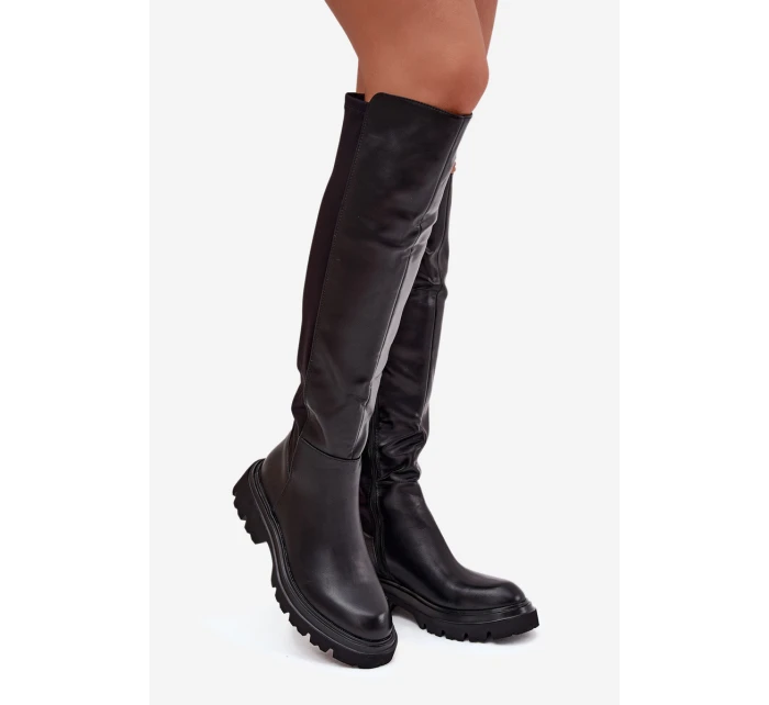 dámské kozačky z eko kůže černé model 21710947 - Boto