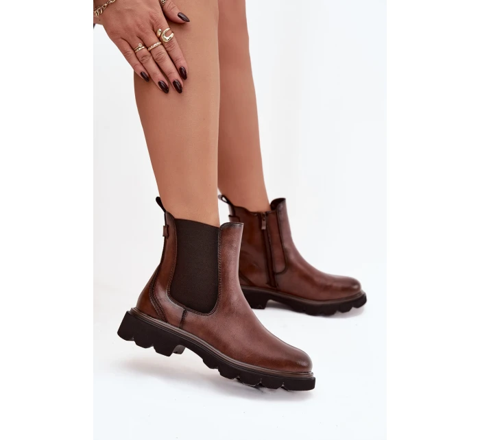 Dámské kotníkové boty – hnědé Rivelia, zateplené se zipem Dámské kotníkové boty – hnědé Rivelia, zateplené se zipem