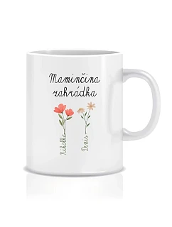 Personalizovaný klasický bílý keramický hrníček 300 ml s maminčinou zahrádkou
