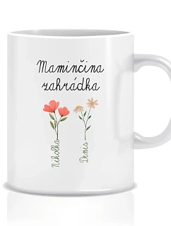Personalizovaný klasický bílý keramický hrníček 300 ml s maminčinou zahrádkou