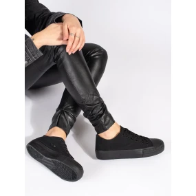 Designové černé  tenisky dámské platforma