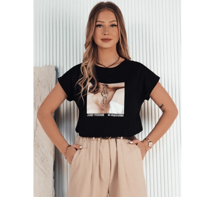 FALCI dámské tričko černé FashionStreet RY2397 FALCI dámské tričko černé FashionStreet RY2397