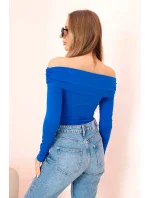 Dámská halenka s dlouhým rukávem a odhalenými rameny chrpově modrá Dámská halenka s dlouhým rukávem a odhalenými rameny chrpově modrá