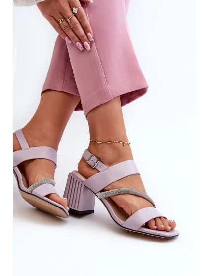 Dámské elegantní sandály na podpatku fialové D&A model 21659773 - S.Barski