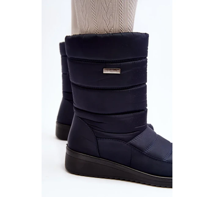 Zateplené sněhule na klínku, tmavě modrá Calena Zateplené sněhule na klínku, tmavě modrá Calena