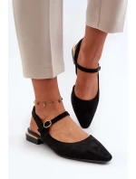 Dámské baleríny na nízkém podpatku s otevřenými podpatky Sergio Leone Black