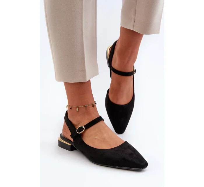 Dámské baleríny na nízkém podpatku s otevřenými podpatky Sergio Leone Black