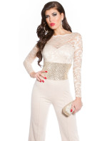 Sexy KouCla party overall sleeved lace+sequined