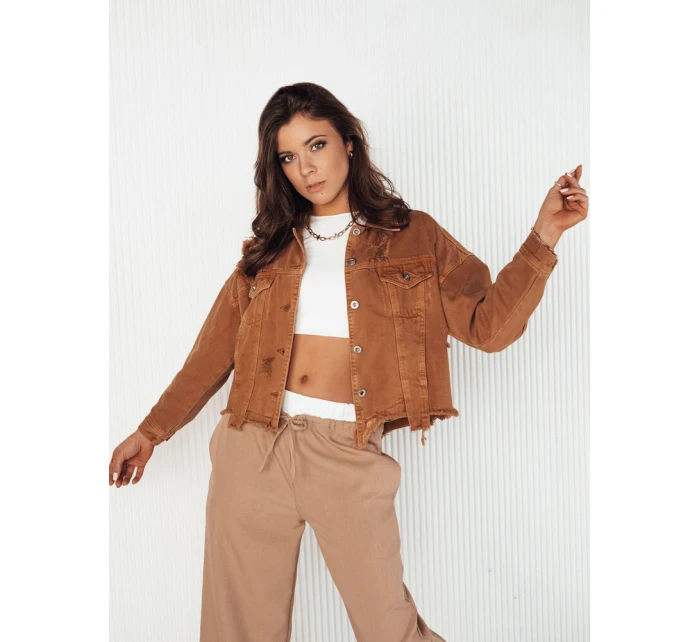 Dámská oversize džínová bunda camel model 21972719 - Dstreet