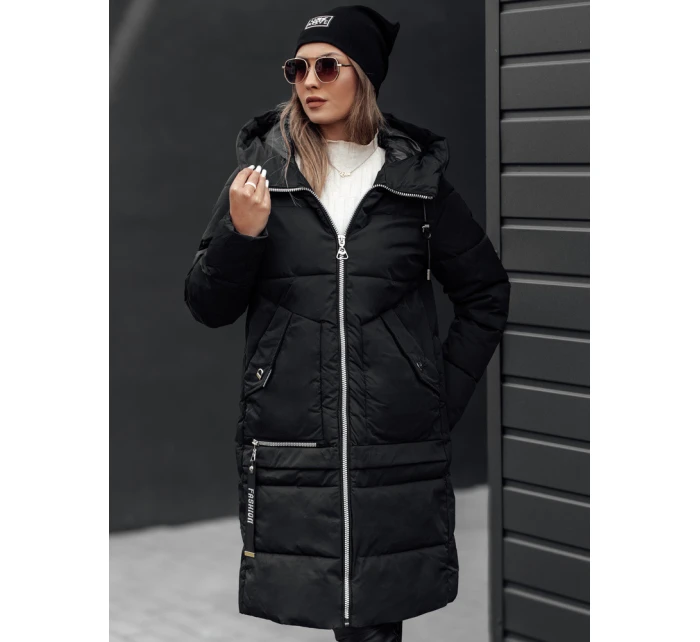 Dámská zimní bunda NORFFI dlouhá prošívaná s kapucí černá FashionStreet TY4663