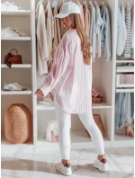 Dámské oversize tričko s prodlouženým zadním dílem SAMONE v růžovo-bílých pruzích FashionStreet DY0462