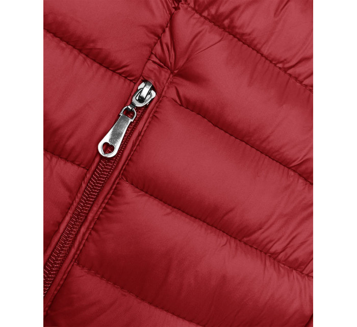 Červená prošívaná dámská bunda se stojáčkem (16M9111-270)