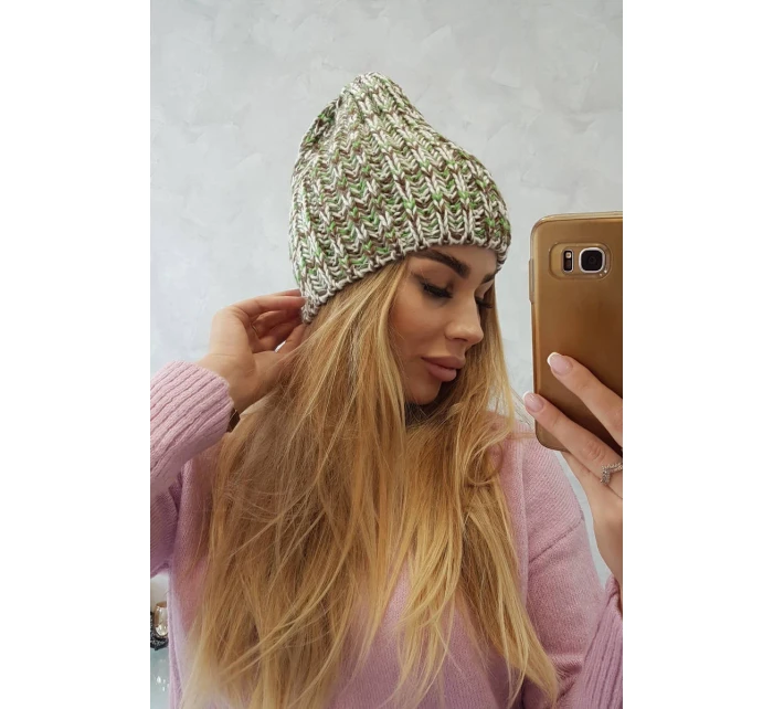 Dámská čepice Lora K312 zelená+hnědá