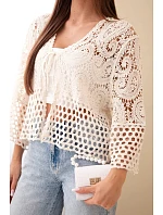 Dámský letní krajkový svetr s knoflíky a dlouhým rukávem černý Dámský letní krajkový svetr s knoflíky a dlouhým rukávem černý