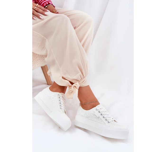 Dámské Krajkové Tenisky Big Star RR274747 Bílé