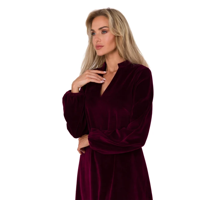 Dámské sametové šaty model 20823021 bordó - Moe