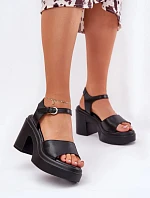 Sandály na podpatku 78-185 černé - Step in style