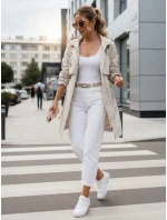 Dámská světle béžová přechodná bunda parka FashionStreet TY5553 Dámská světle béžová přechodná bunda parka FashionStreet TY5553