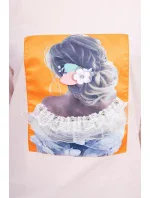 Halenka s 3D grafikou, krajková, pudrově růžová