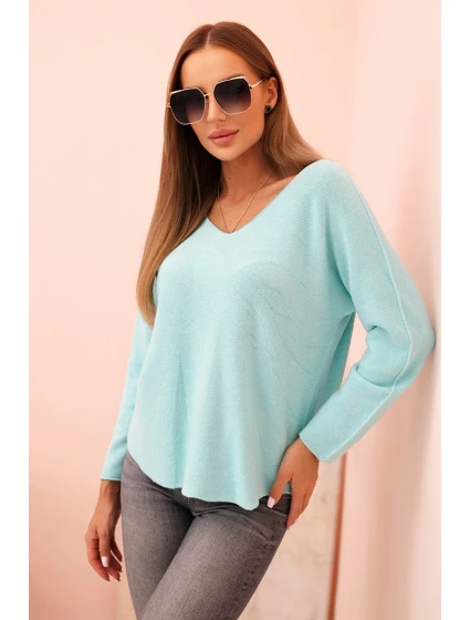 Dámský svetr s viskózou a výstřihem do V mátový Dámský svetr s viskózou a výstřihem do V mátový