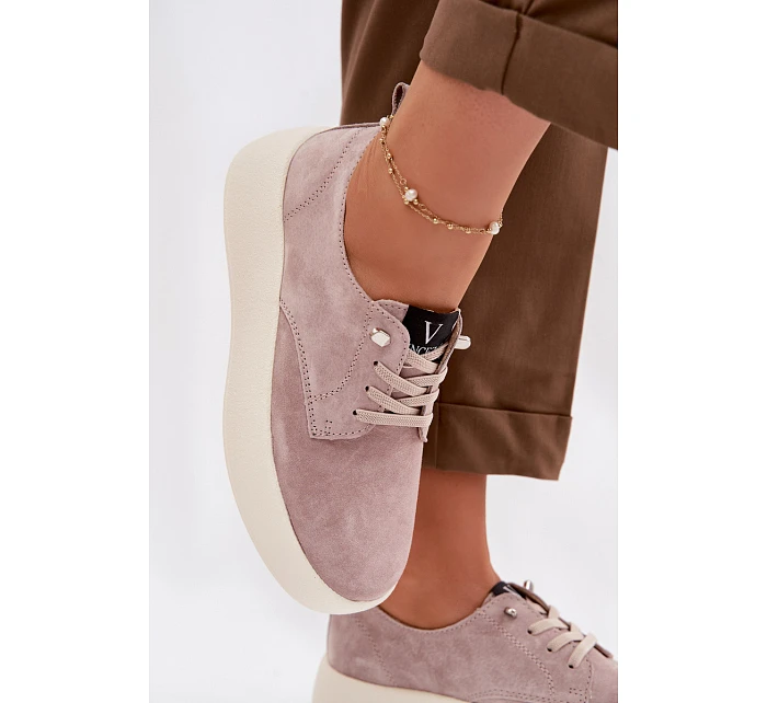 Semišové dámské polobotky na platformě Vinceza 79605 béžové