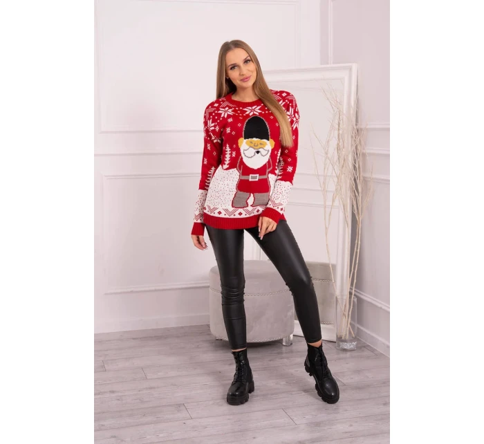 Vánoční svetr se Santa model 18748061 červený - K-Fashion Vánoční svetr se Santa model 18748061 červený - K-Fashion