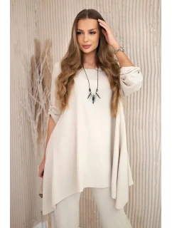 Sada halenky + kalhot s přívěskem tmavě béžová