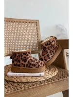 Dětské a juniorské zateplené sněhule s kožíškem Mireya – panterka/bronzové