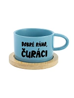 DOBRÉ RÁNO, ČURÁCI - modrý hrníček makronka 200 ml DOBRÉ RÁNO, ČURÁCI - modrý hrníček makronka 200 ml