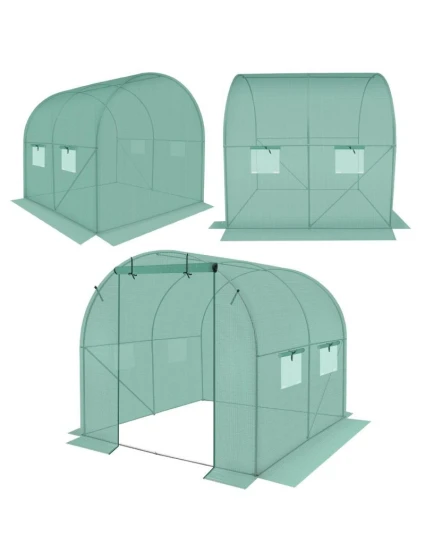 ZAHRADNÍ TUNEL 200x200x200 cm PE KONSTRUKCE ZELENÁ OCEL