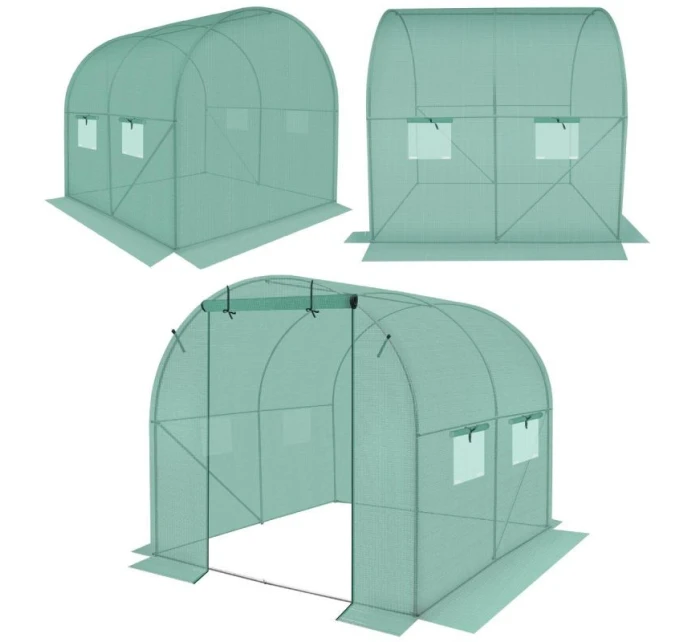 ZAHRADNÍ TUNEL 200x200x200 cm PE KONSTRUKCE ZELENÁ OCEL
