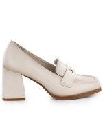 Dámské mokasíny na podpatku béžové model 21948506 - Potocki