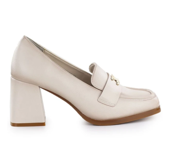 Dámské mokasíny na podpatku béžové model 21948506 - Potocki